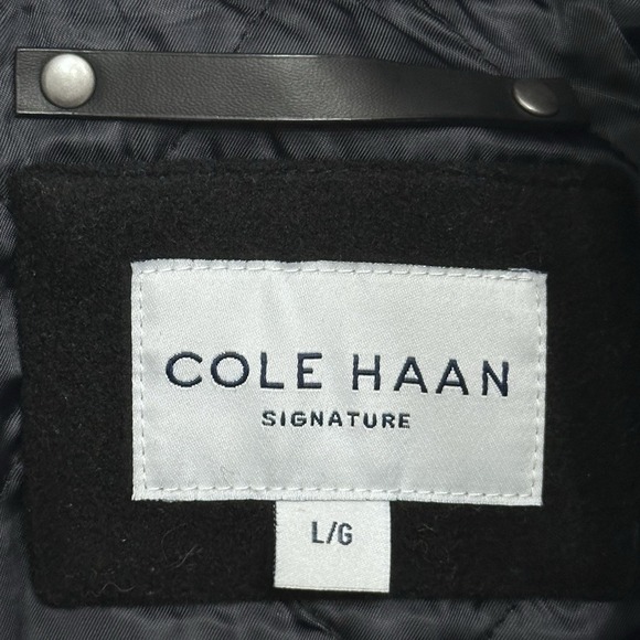 Cole Haan V8208 Men's Black Wool Blend Plush Car Coat Size Large Pockets - Picture 11 of 12